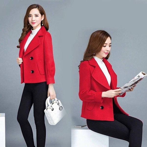 西裝外套女 毛呢外套女秋冬季媽媽裝短款毛呢外套女士大碼寬鬆小個子呢子大衣