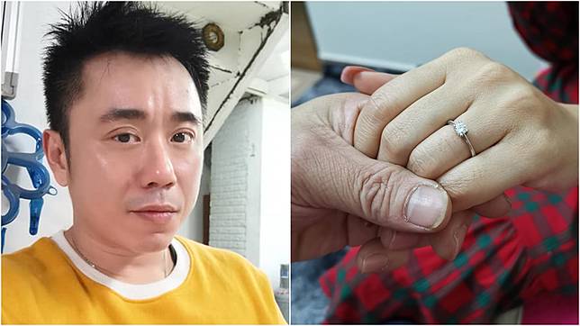 男星小彬彬竟秀出牽女友鑽戒照，被爆3度結婚。（圖／翻攝自溫兆宇臉書)