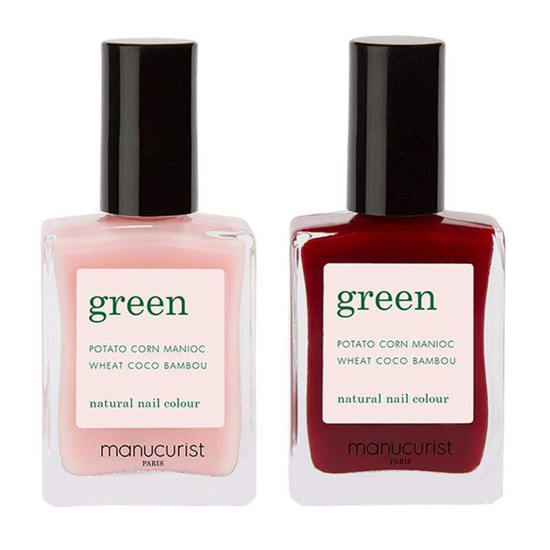 【巴黎玫瑰】頂級環保無毒指甲油 / 綠系列 / 2入組 / 性感晚禮服 (Hortencia/Dark pansy)