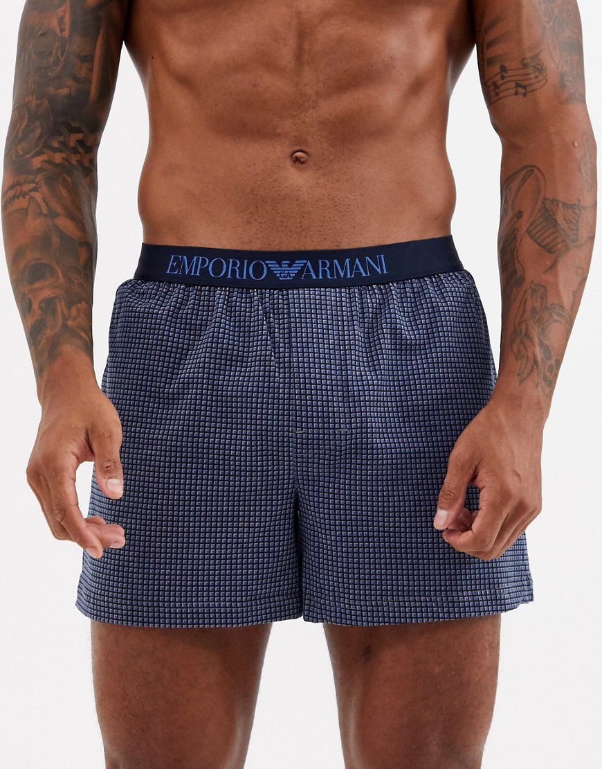 Boxer shorts by Emporio Armani They're kind of essential Check design Branded, stretch waistband Fro