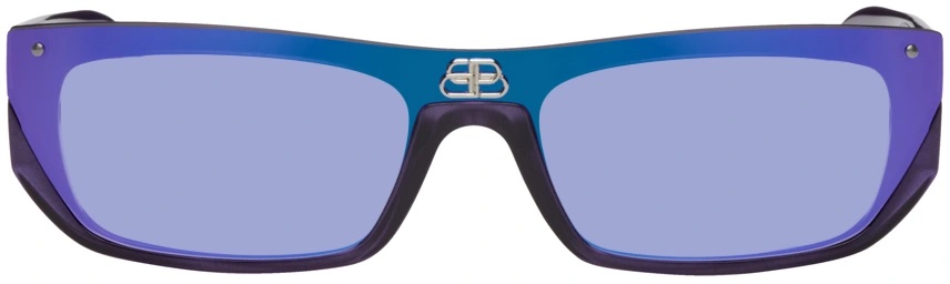 BALENCIAGA Purple Rectangle Sunglasses