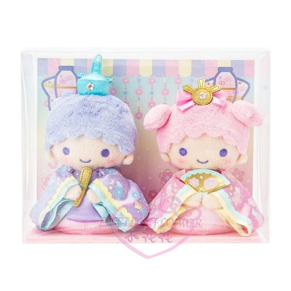 ♥小花花日本精品♥TwinStars雙子星女兒節娃娃擺飾居家擺飾坐姿扇子和服日式風2入組新款12347308