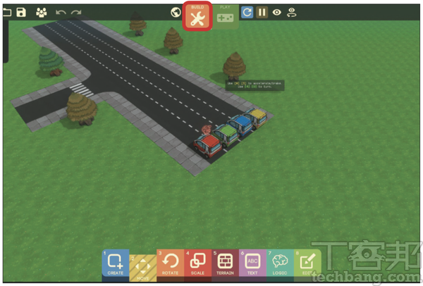 2.進入遊戲後，首先，點擊「Tab」鍵切換至「Build」模式。