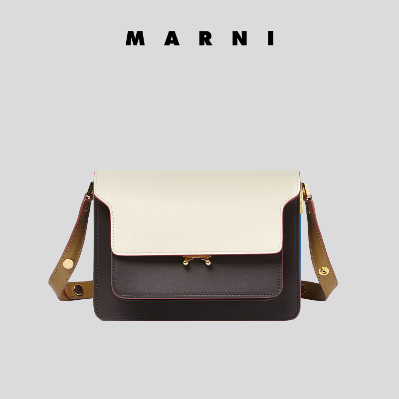 MARNI春夏走秀系列2020新款女士TRUNK中號拼色小牛皮風琴包