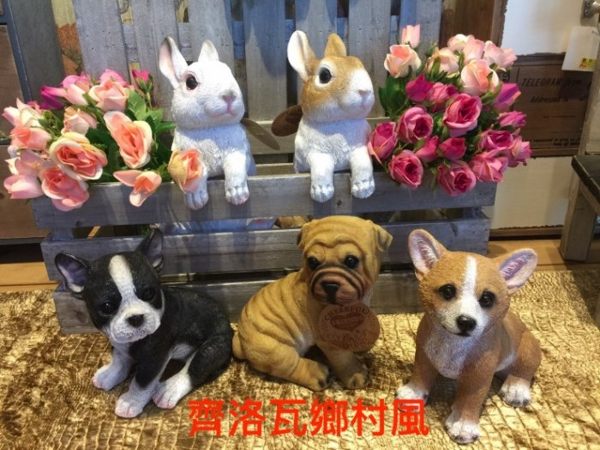 《齊洛瓦鄉村風雜貨》日本兔兔狗狗們 擺飾品 小白兔擺飾 小沙皮擺飾 小柯基擺飾 小法鬥擺飾