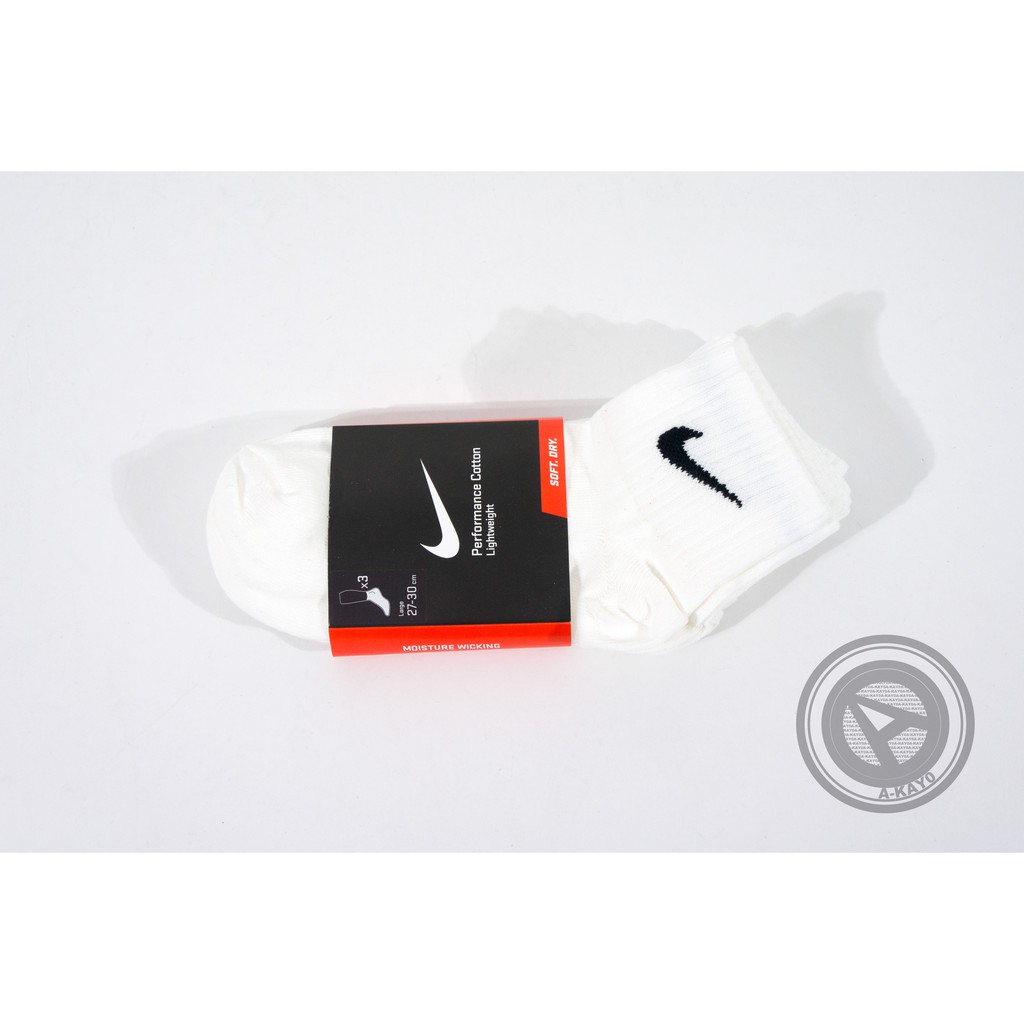 【A-KAY0】NIKE 3 PACK SOCKS 中筒襪 小勾 短襪 一組3雙 白【SX4703-101】