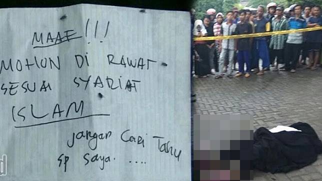 Mayat perempuan bercadar di depan masjid (SURYA/Mohammad Romadoni)