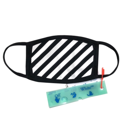 OFF-WHITE 品牌 Diag logo 斜條紋布面口罩(黑)