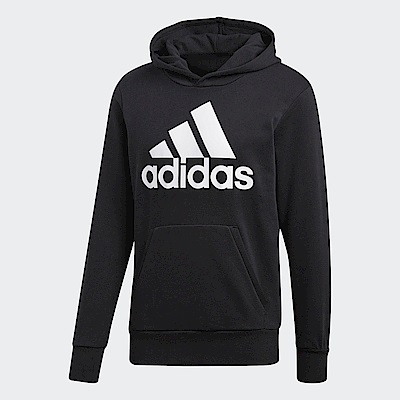 袋鼠型口袋 連帽搭配交疊領口設計 羅紋袖口和下襬 胸口大型 adidas 商標