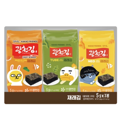 上級芝麻油、紫蘇油製成 經過兩次烘烤口感香脆 健康美味 瘋迷韓國卡通人物包裝