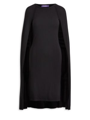 Cape dress in luxurious wool-blend; Roundneck; Long cape sleeves; Pullover style; About 40