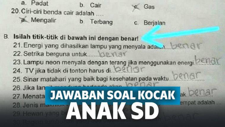 Jawaban Soal Anak Sd Ini Nyeleneh Banget Keepo Me Line Today