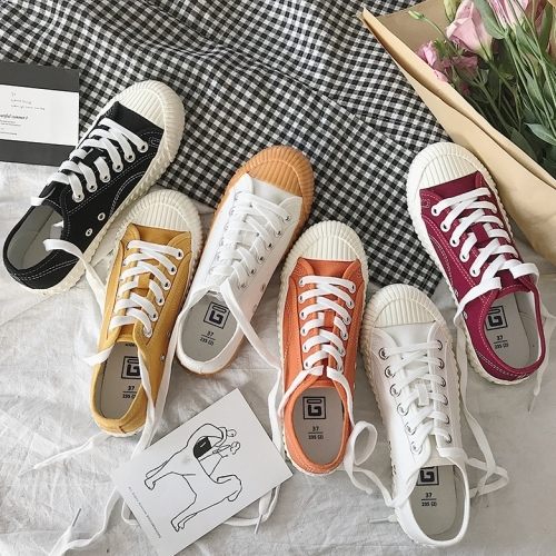 休閒鞋．韓版休閒繫帶帆布餅乾鞋．白鳥麗子