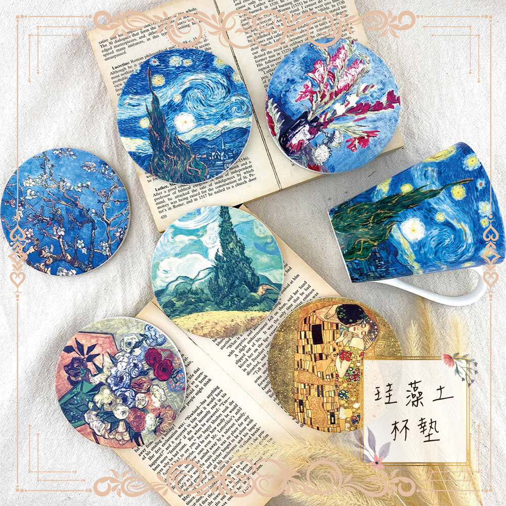 名畫　珪藻土杯墊