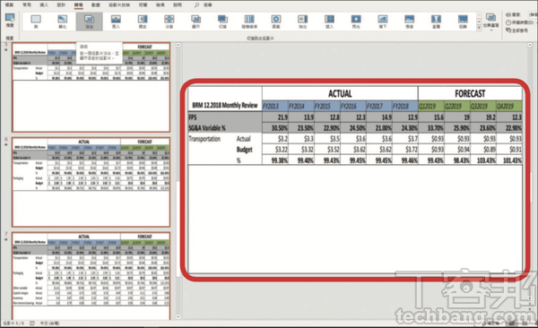 6.同理，當表格資訊或欄位過多，也可藉由分層顯示的技巧，讓表格內容逐條顯示。