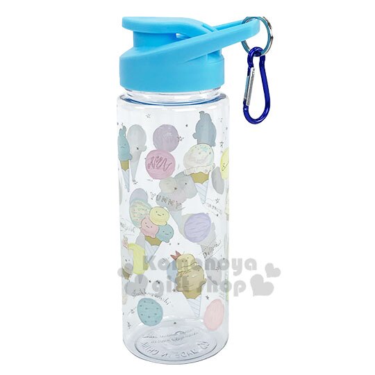 〔小禮堂〕角落生物 透明隨身冷水瓶《藍蓋.冰淇淋》500ml.運動水壺.隨身瓶