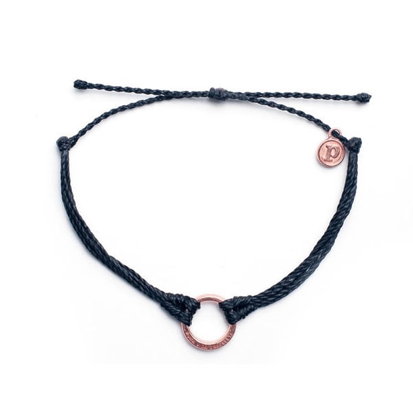 PuraVida美國手工ROSE GOLD CIRCLE BLACK玫瑰金單圈 黑色臘線衝浪手環
