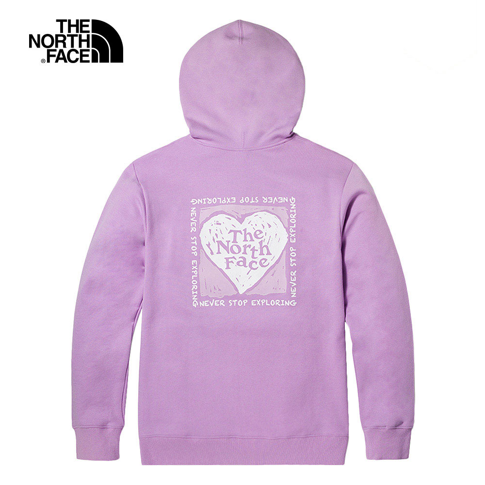 The North Face北面男女款紫色情人節心形印花連帽大學T｜81MSHCP