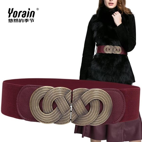 腰封 腰帶女寬皮帶鬆緊連衣裙裝飾皮帶女士大衣毛衣寬腰帶黑色 - 歐美韓