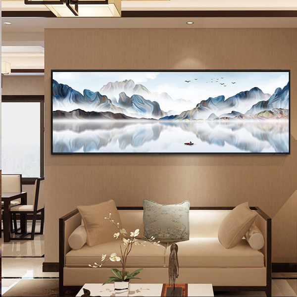 裝飾畫 客廳裝飾畫山水大幅風水靠墨新中式辦公室沙發背景牆挂畫壁畫