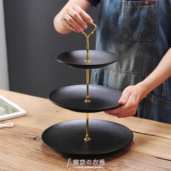 果盤 三層水果盤小精致創意現代客廳家用多層雙層糖果下午茶餐具點心架 東京衣秀