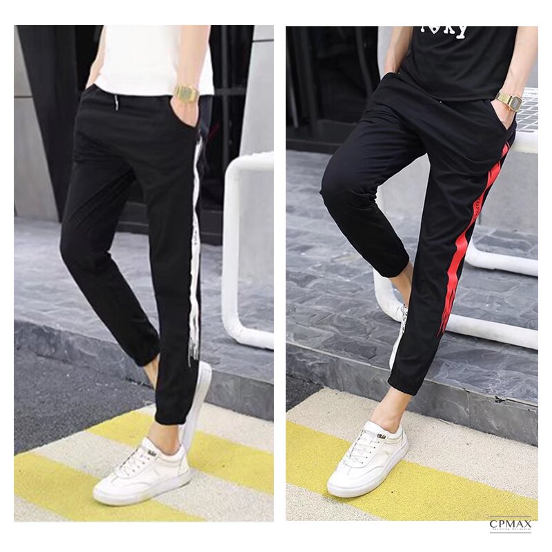 CPMAX 日系黑底刷條九分休閒束口褲 雙色可選 男長褲 休閒長褲 九分褲 束口褲 運動長褲 慢跑褲 日系【P29】