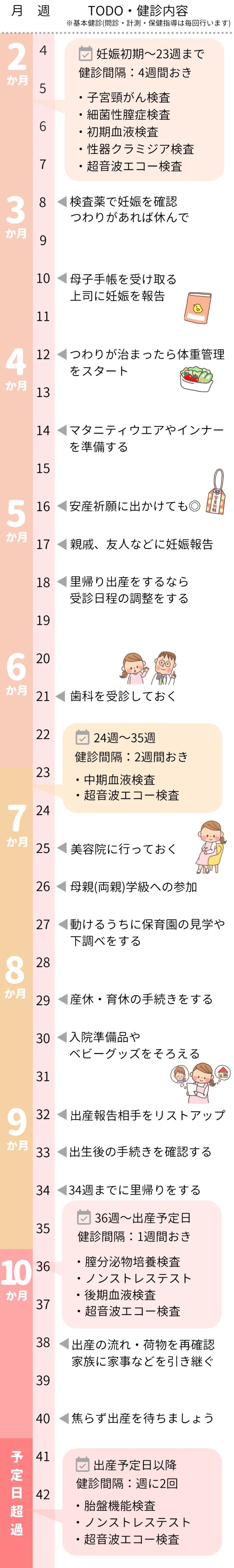 ざっくり押さえて安心 妊娠中のtodo 健診スケジュール