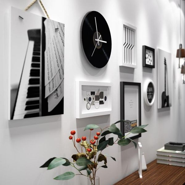 墻上掛飾創意音樂教室墻面裝飾掛件琴房墻壁掛飾復古黑膠唱片鐘表墻上壁掛LX 雲朵走走