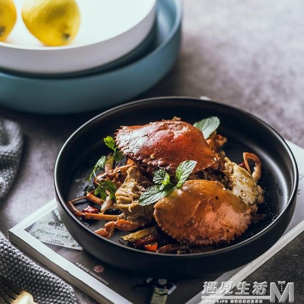 北歐陶瓷湯盤 創意西餐盤大號沙拉盤深盤家用餐具圓形餐盤菜盤子 WD 遇見生活