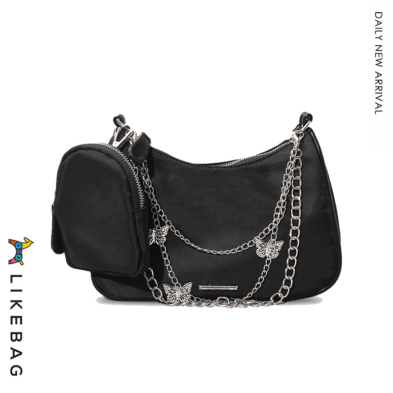 Likebag 買一得二 新品潮流 斜挎包 鏈帶包 鏈條包 金屬鏈 休閒單肩包 單肩包 單肩 斜挎小包 女士時尚 子母包