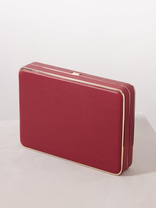 Hunting Season - Square Compact Leather Clutch Bag - Womens - Red