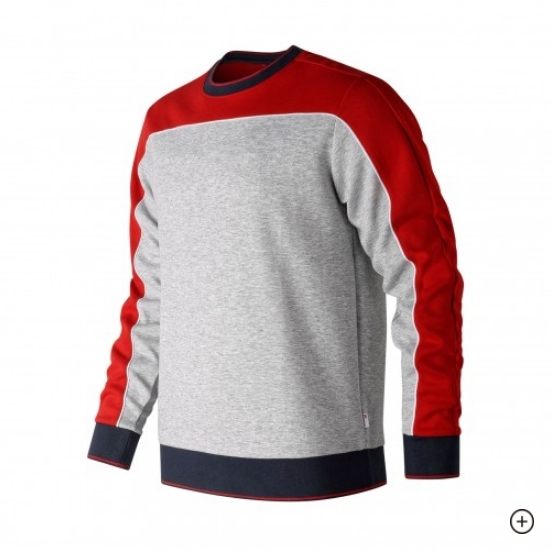 NEW BALANCE 灰紅 針織 拼接 大學T 棉 男(布魯克林) MT91522REP