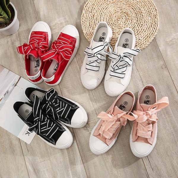 蝴蝶結帆布鞋女布鞋夏季女遠日韓運動女鞋高中學生顯瘦潮 -炫科技
