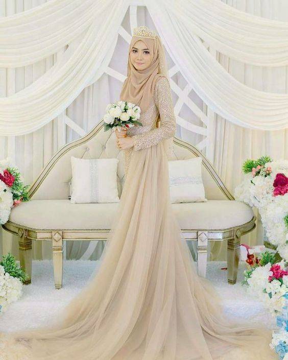 Desain Gaun Pengantin Syar I Untuk Mempercantik Penampilan Mempelai Wanita Yukepo Com Line Today