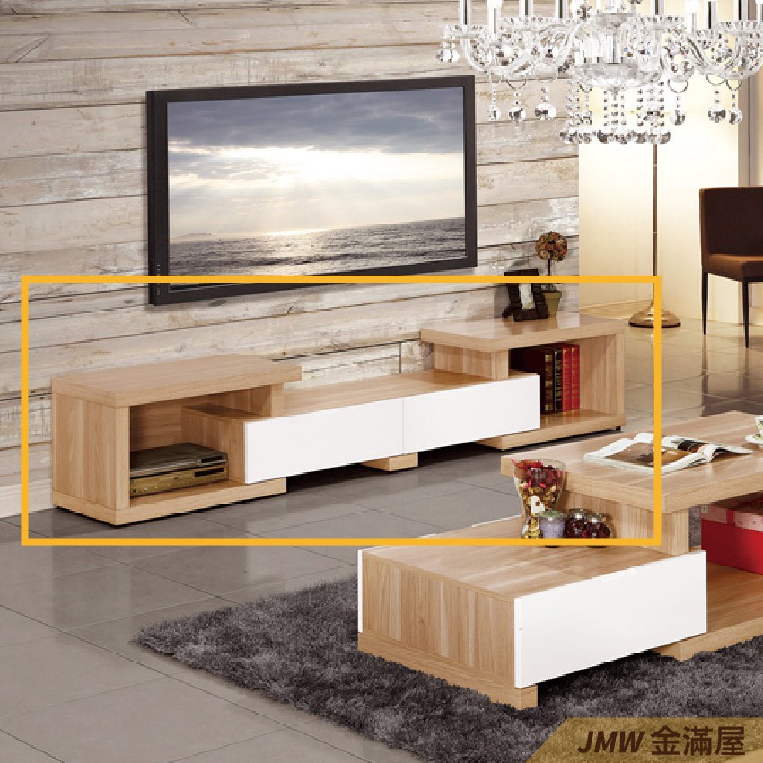 【商品特色】現代設計感深受大眾族群喜愛【商品規格】寬 154-254 x 深 40 x 高 45.5 cm(附2個電線孔)材質:1.面板 . 側板採用符合國際標準低甲醛防蛀木心板打造門片 2.抽屜MD