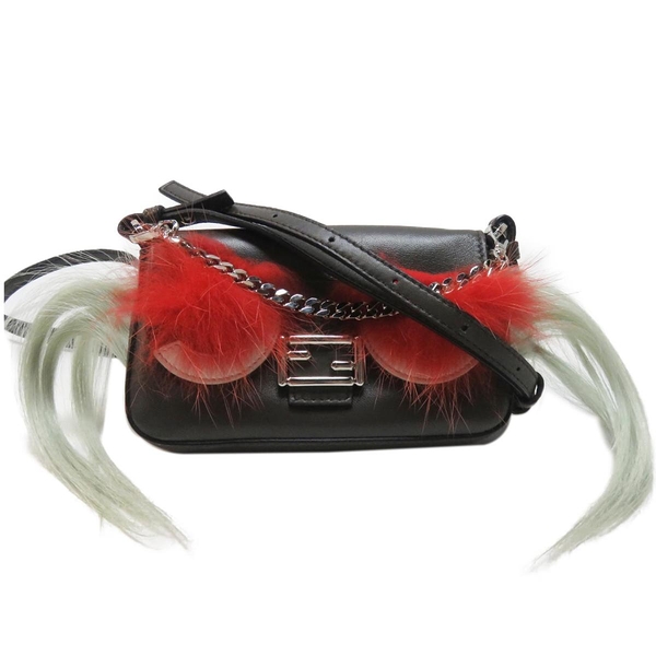 FENDI 灰色牛皮小怪獸造型手提斜背小包 手機袋 Micro Buggie Baguette Bag BRAND OFF