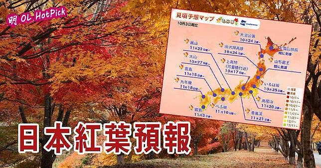 日本紅葉預報18 賞楓景點推介 定山溪10月中旬最盛東京高尾山 京都嵐山11月下旬最靚 明報 Line Today