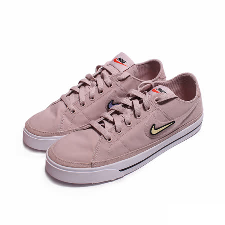 NIKE 女 WMNS NIKE COURT LEGACY VDAY 簡約帆布魔鬼氈小logo經典復古鞋 粉白 - DD2058600