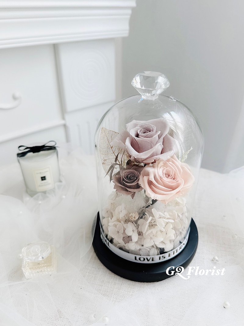 【梔梓花藝】客製系列-永生花 玻璃鍾罩/畢業禮物/情人節禮物