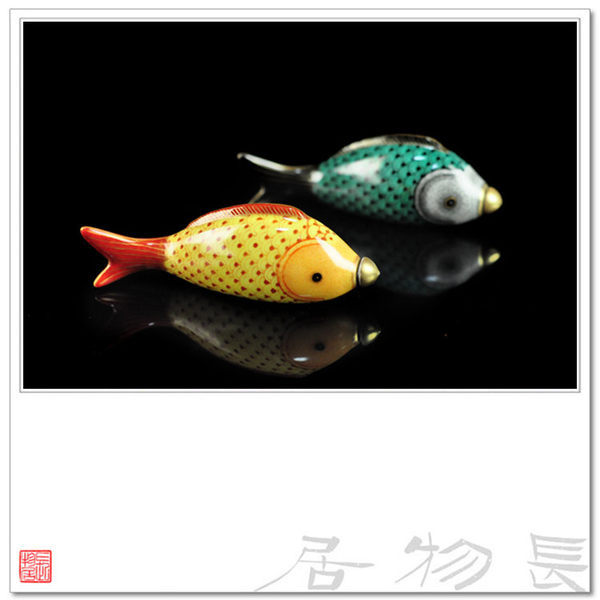 粉彩描金鼻煙壺之《雙魚座》