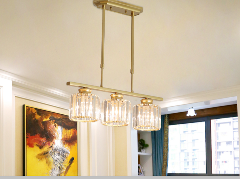 燈 燈具 吊燈 三色變光 餐廳吊燈 三頭 飯廳燈 吧臺燈 輕奢吊燈 大氣水晶燈 餐桌吊燈 110v