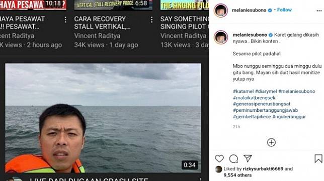 Kapten Vincent Buat Konten Dilokasi Jatuhnya Sriwijaya