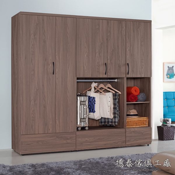 D&T 德泰傢俱 CANDA胡桃木7尺組合衣櫃 A011-K07+08+09