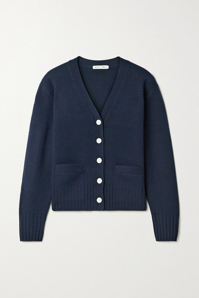 午夜蓝色美利奴羊毛 - 正面配有单排纽扣 - 100% 美利奴羊毛 - 手洗 - 贝壳产地：中国 - Alex Mill 精选奢华上乘的面料，致力于打造经久实穿的经典款美衣。这一 