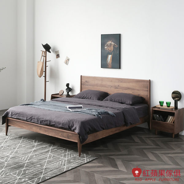 [紅蘋果傢俱]HM003 5尺床架 北歐風床架 日式床架 實木床架 無印風 簡約風