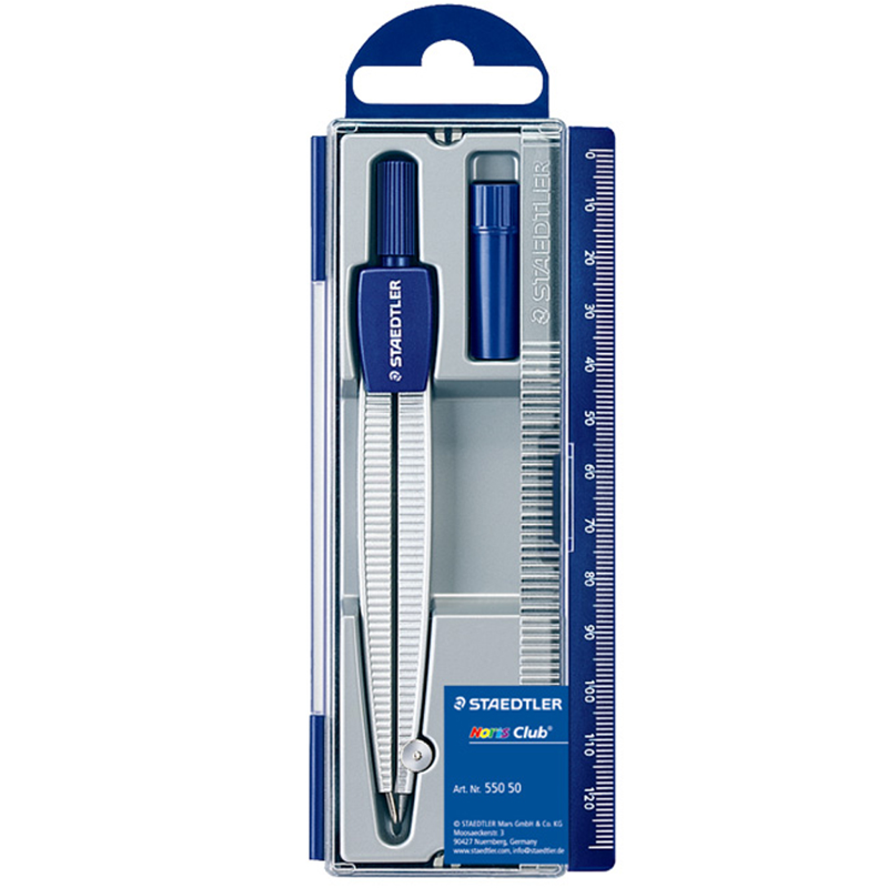 商品資料˙適合初次練習畫圓的精準圓規 ˙鈍角安全針腳 ˙最大圓圈直徑約300mm ˙長度為124mm ˙內含：主圓規及鉛芯盒,盒邊可作直尺用途商品規格石墨，黏土10X2X5CM