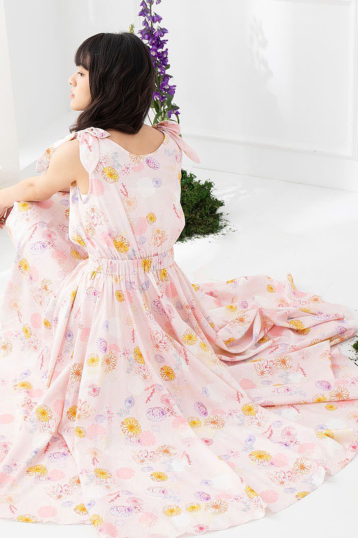 【波麗印花】C位偶像 前短後長綁帶女神長洋裝 絢天香 S-2XL