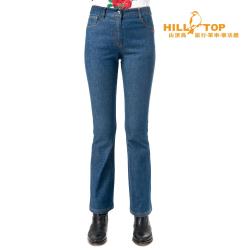 ◎木醣醇涼感，吸濕排汗、彈性|◎復古喇叭褲管款式設計|◎結合戶外服飾機能與流行設計品牌:hilltop山頂鳥品牌定位:戶外機能品牌種類:褲子款式:休閒褲/直筒褲適穿性別:女生顏色:藍色系適穿季節:秋冬