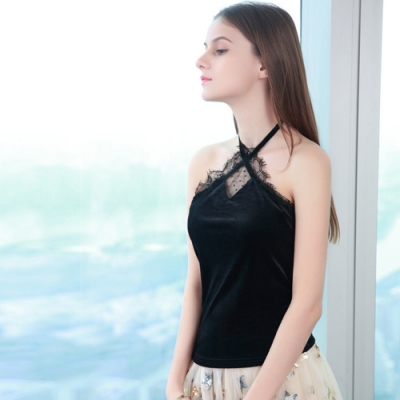 修身 露背 花邊領