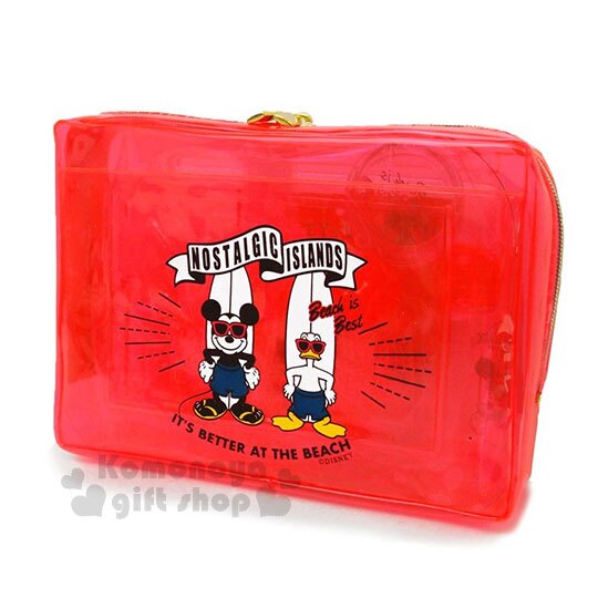 〔小禮堂〕迪士尼 米奇 旅行盥洗組附包《紅.唐老鴨.衝浪》5件組.空瓶.空罐